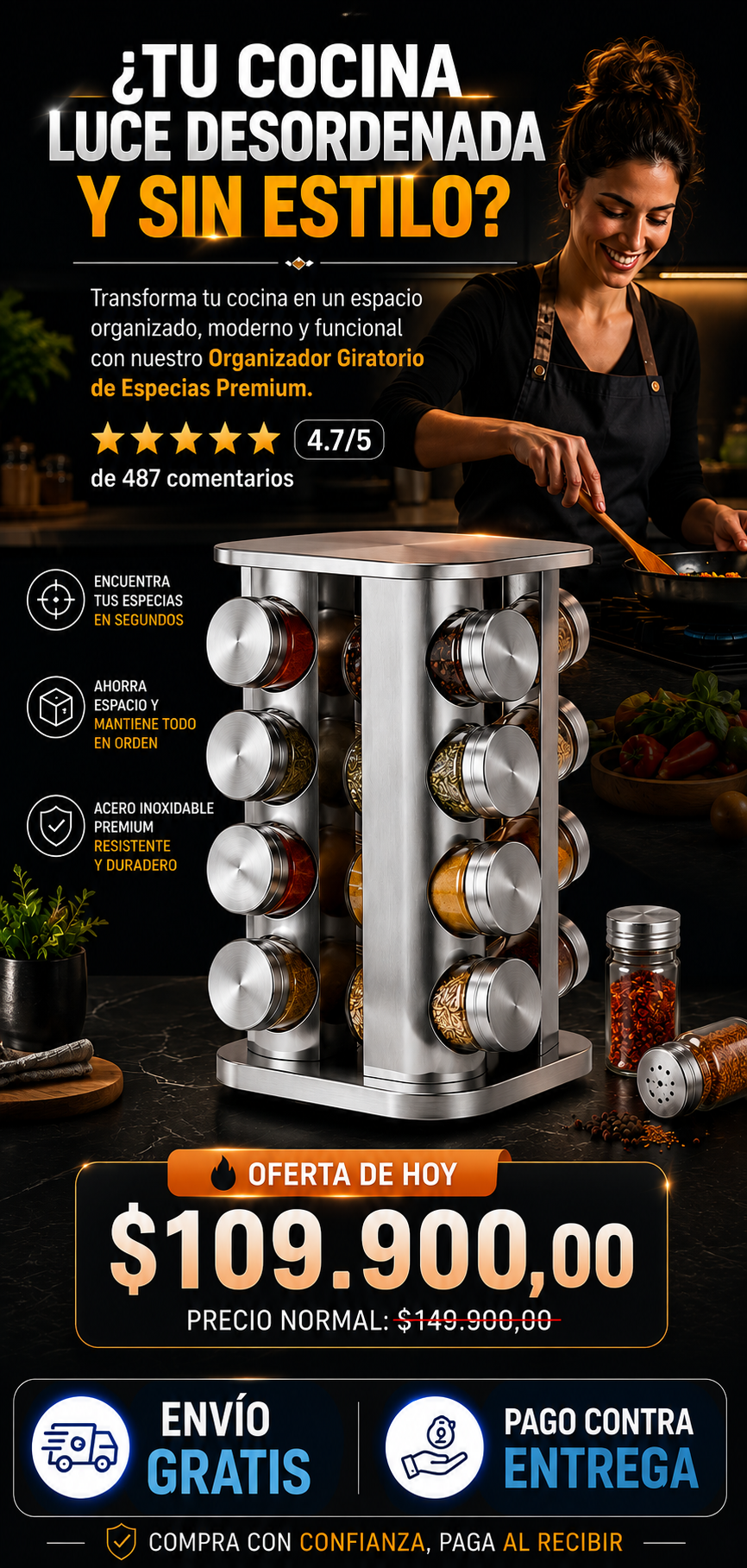 ORGANIZADOR DE ESPECIAS 12 PIEZAS SPIN-SPICES