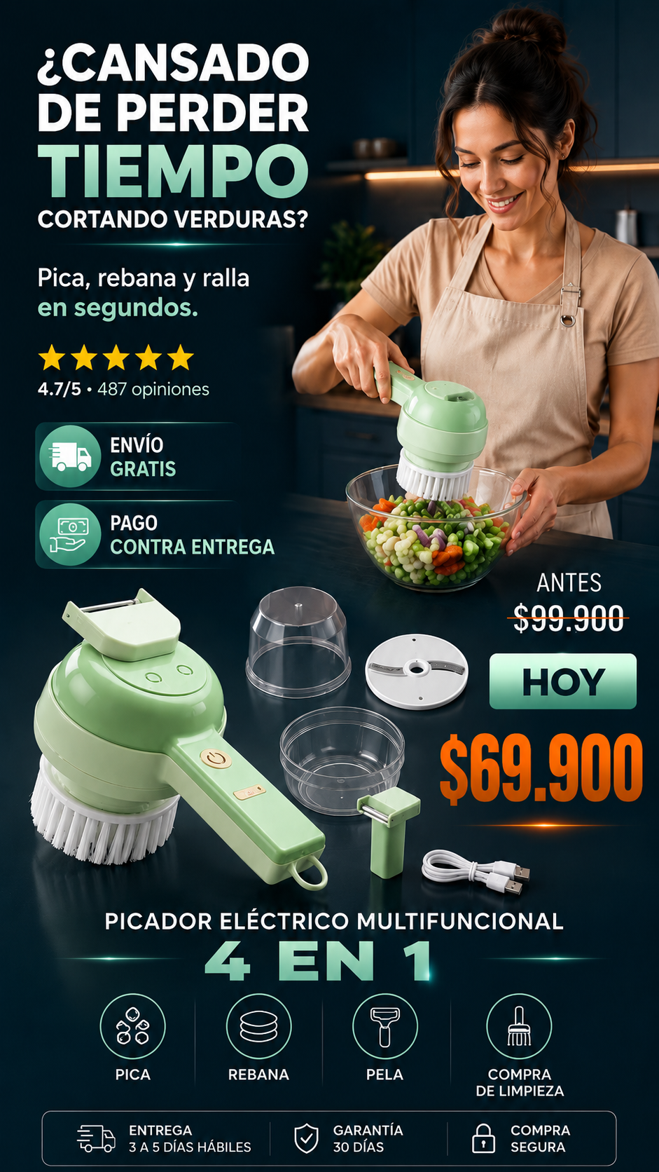 Picador Electrico 4 En 1 Easy-Chop