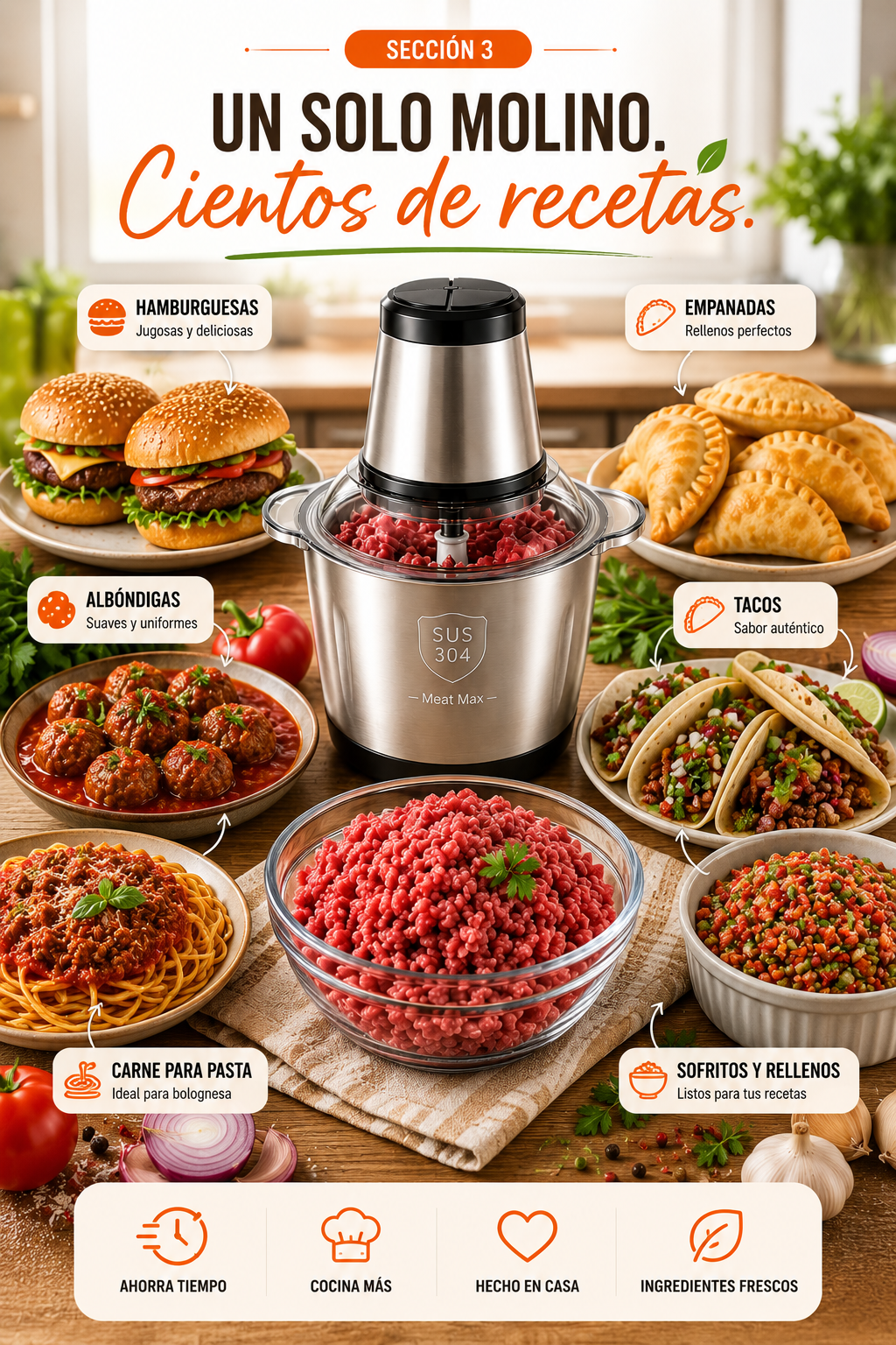 Molino Para Carne Electrico 2 Litros Power Chop