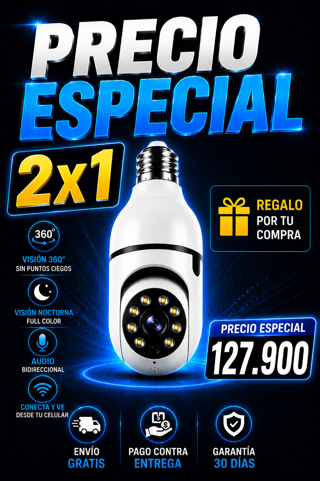 Camara Bombillo 360 All-Vision 2x1