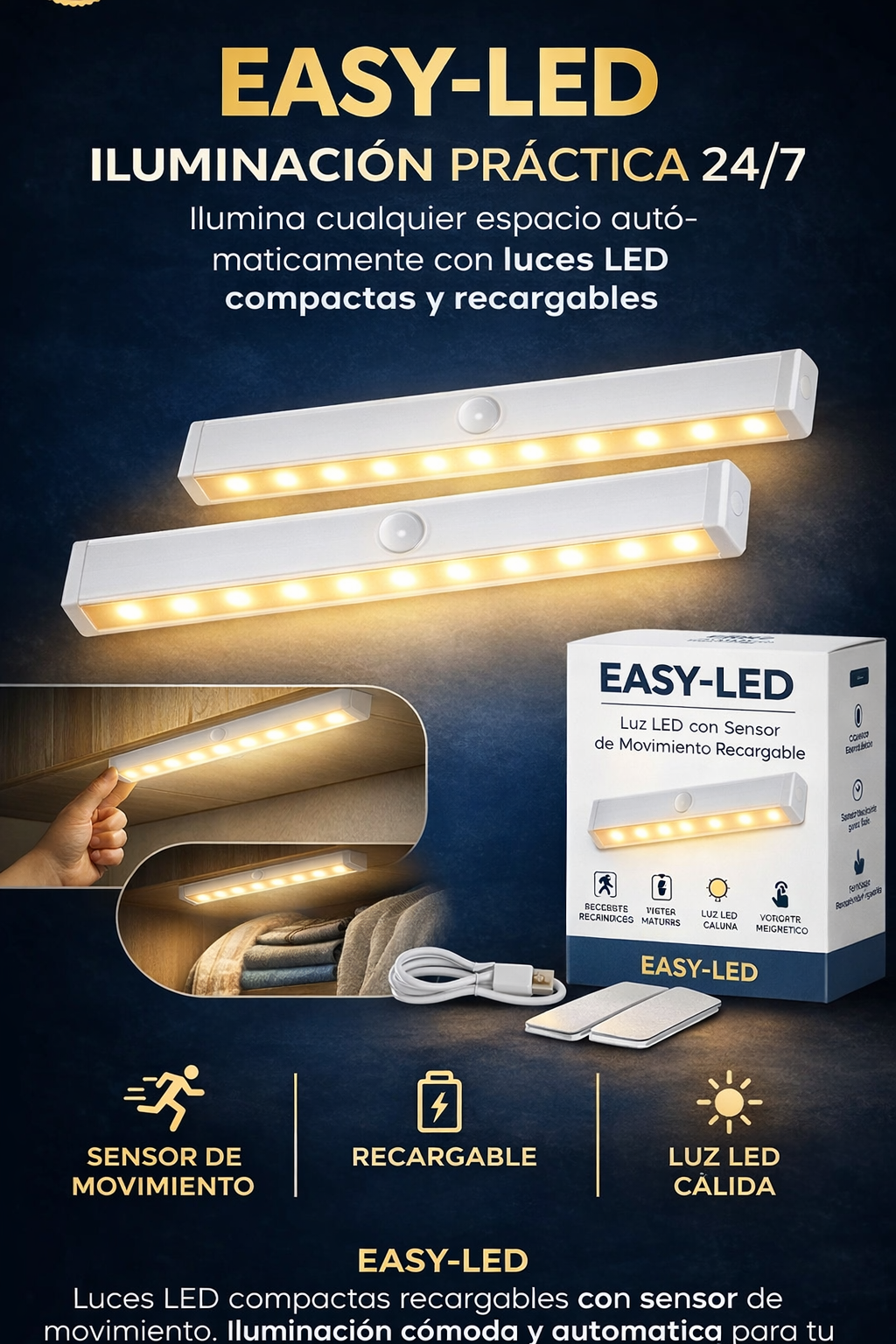 Promo 2X1 Lampara Led Recargable Easy-Led