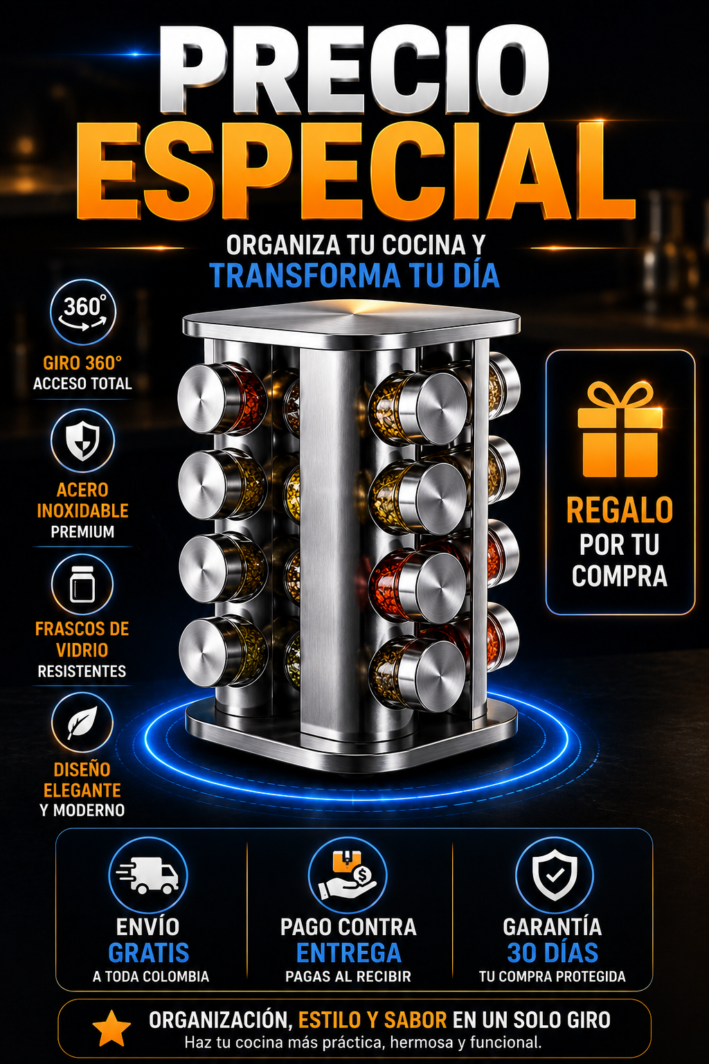ORGANIZADOR DE ESPECIAS 12 PIEZAS SPIN-SPICES