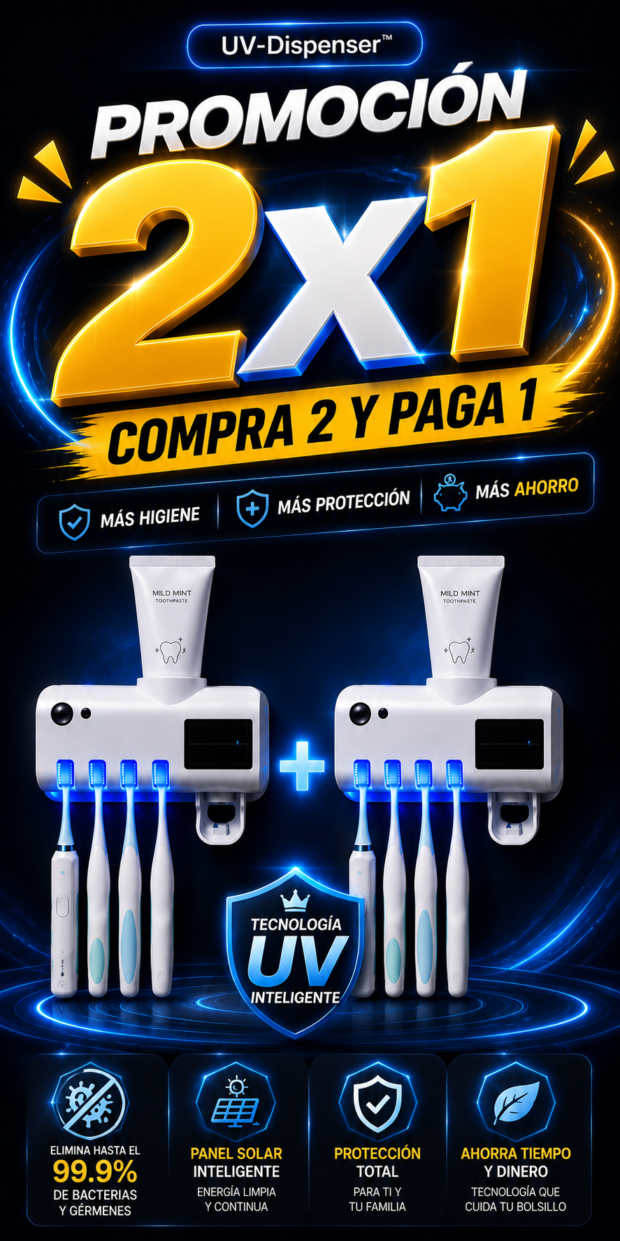 Centro Inteligente De Higiene Bucal  Soporte Esterilizador  UV-DISPENSER™