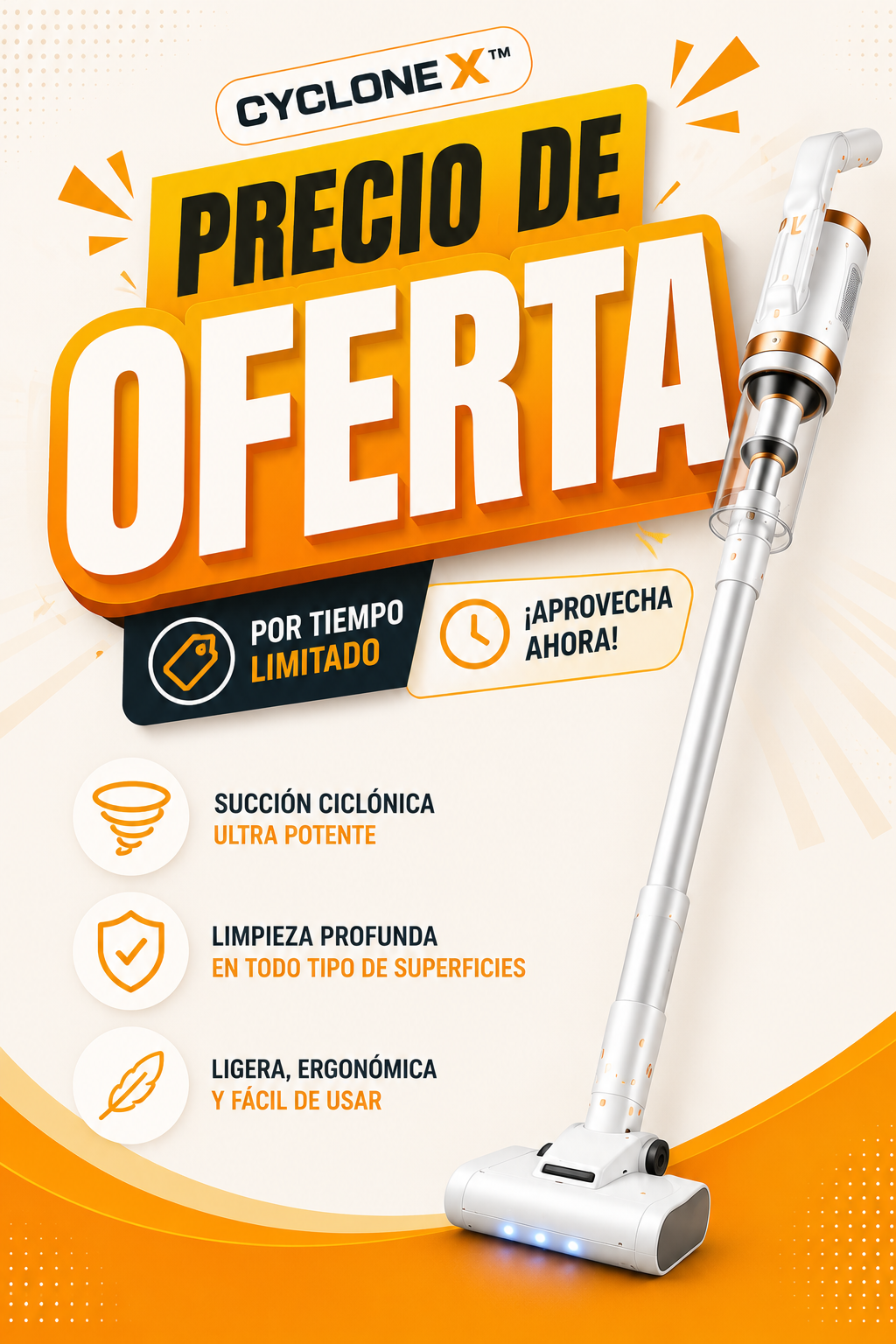 Aspiradora Inalámbrica Recargable 3 en 1  CycloneX
