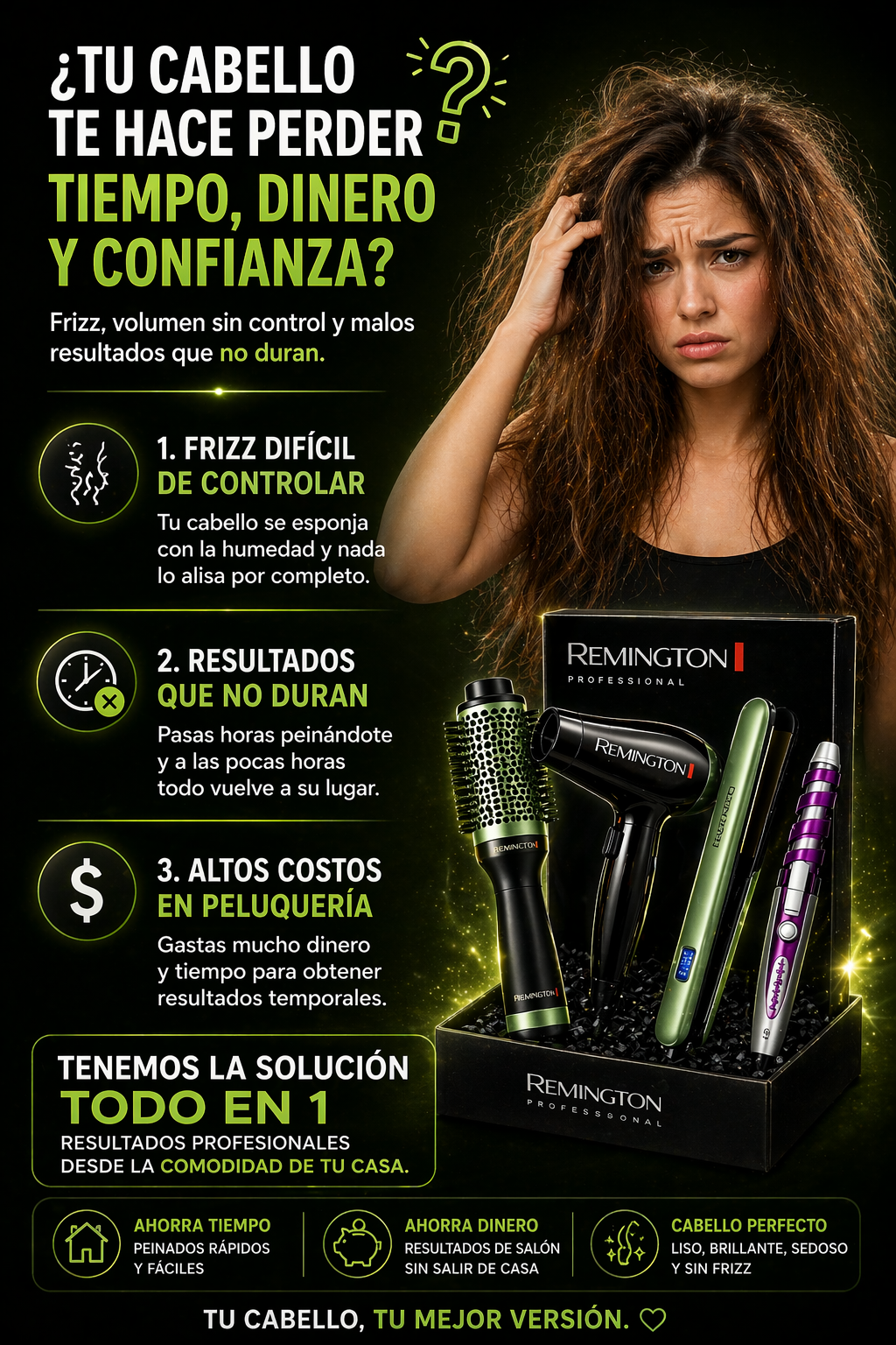 Kit de belleza 4 en 1 Beauty-Hair  (Secador, Rizador, Plancha y Cepillo)