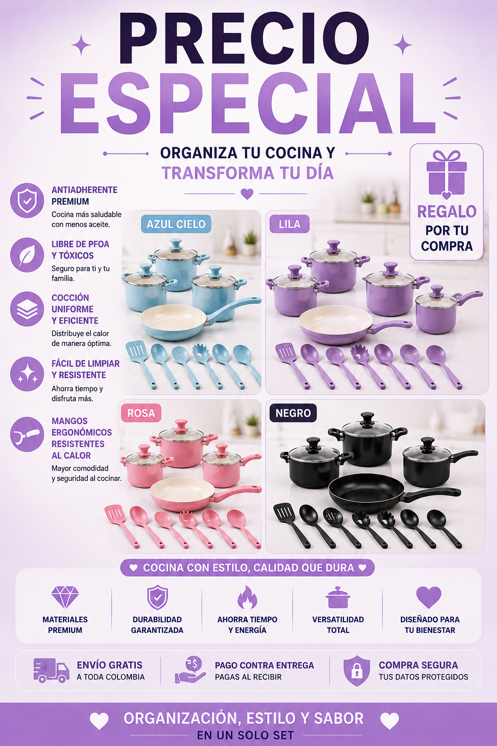 Bateria De Ollas X13 Piezas Antihaderentes