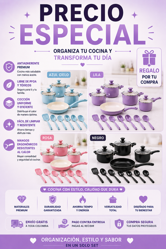 Bateria De Ollas X13 Piezas Recubrimiento En Ceramica