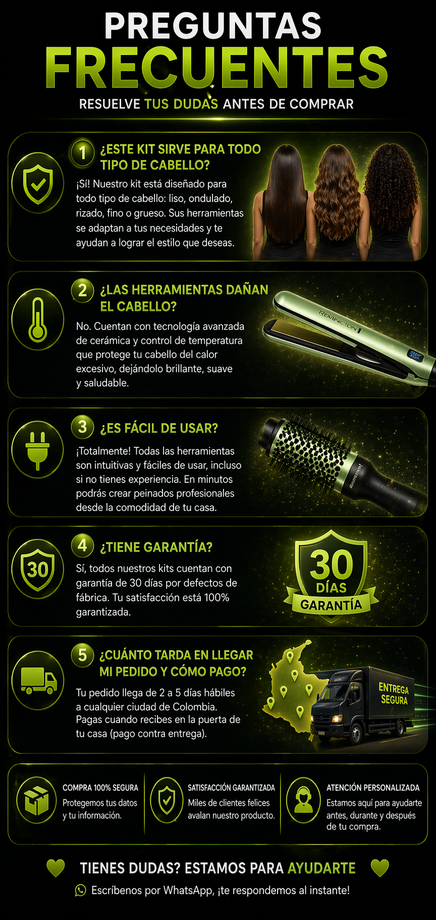 Kit de belleza 4 en 1 Beauty-Hair  (Secador, Rizador, Plancha y Cepillo)