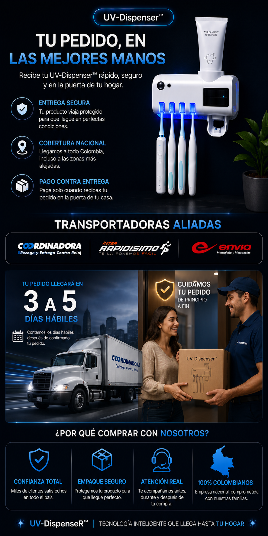 Centro Inteligente De Higiene Bucal  Soporte Esterilizador  UV-DISPENSER™
