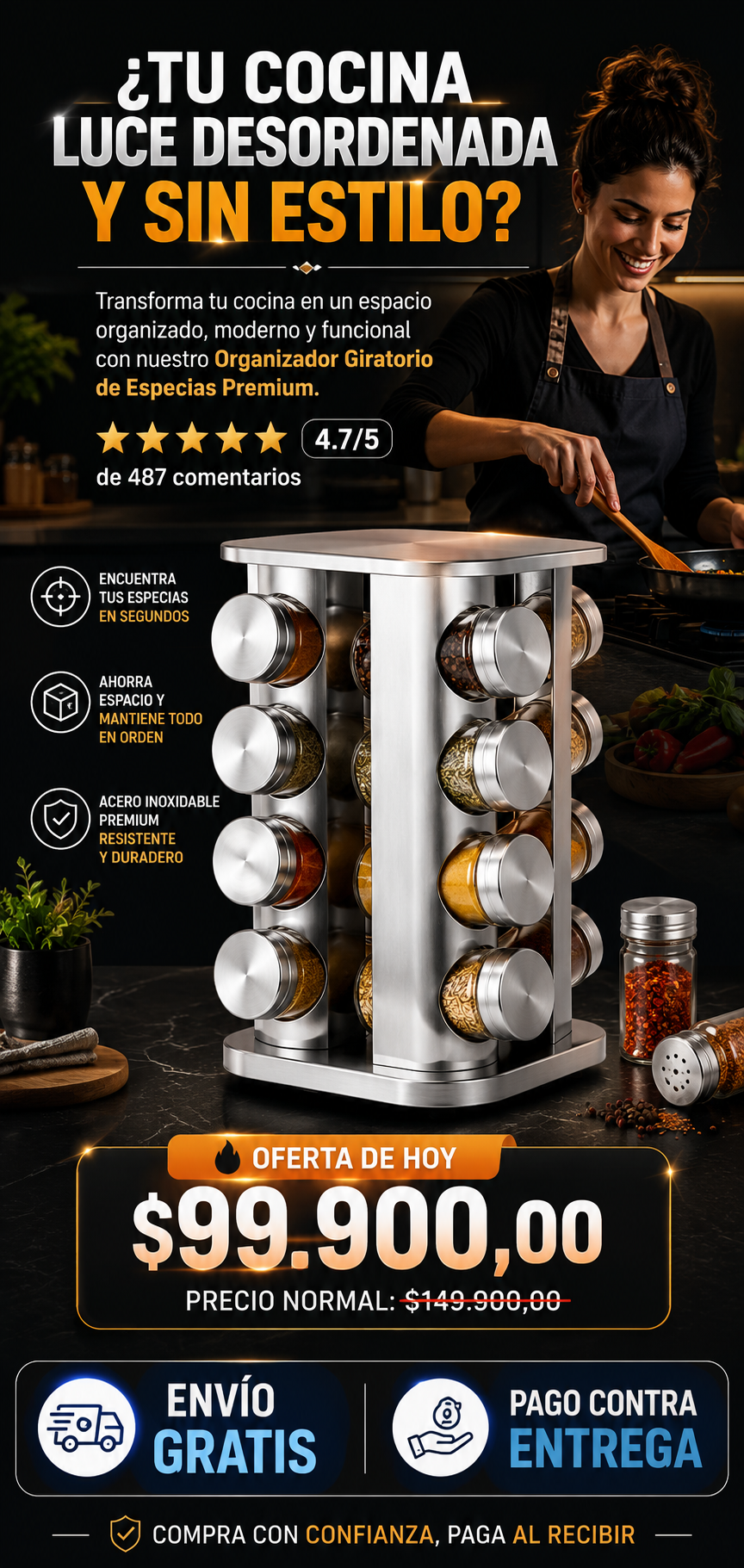 ORGANIZADOR DE ESPECIAS 12 PIEZAS SPIN-SPICES