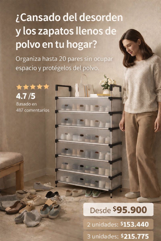 Zapatero 6 niveles Con Cubierta Antipolvo Shoes-Box