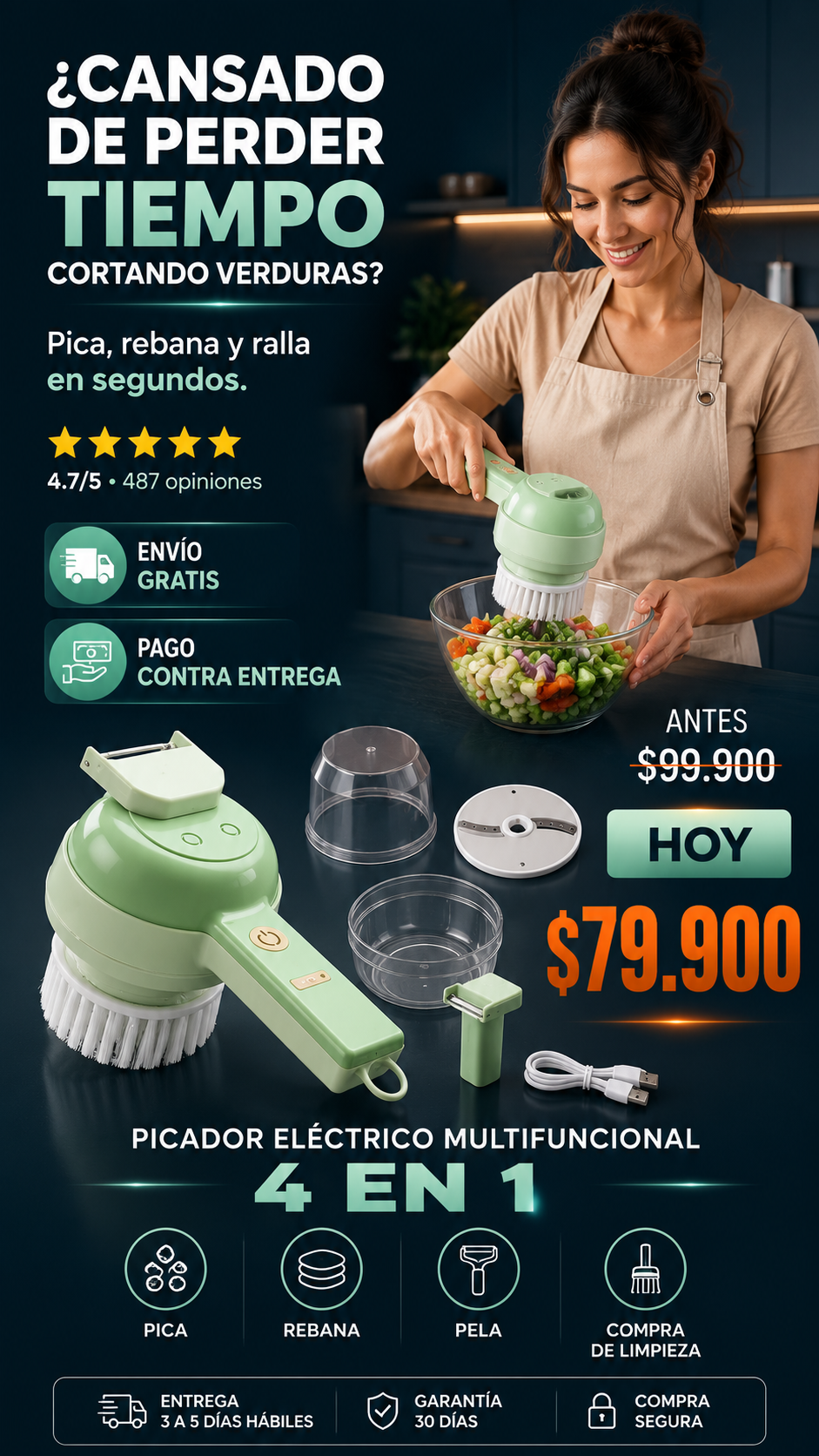 Picador Electrico 4 En 1 Easy-Chop