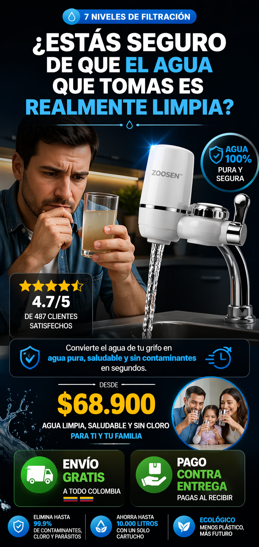 Filtro Purificador De Agua 7 niveles Clean-Water
