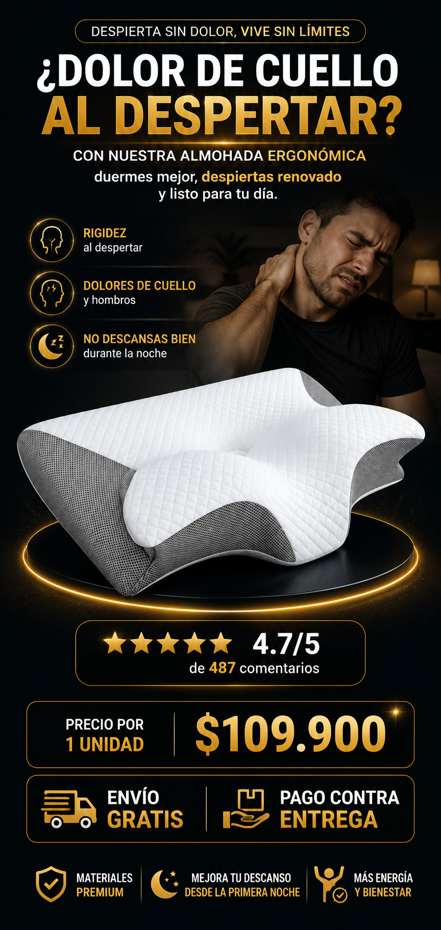 🦋💤 ALMOHADA ERGONÓMICA SLEEP-WINGS™ MEMORY PILLOW