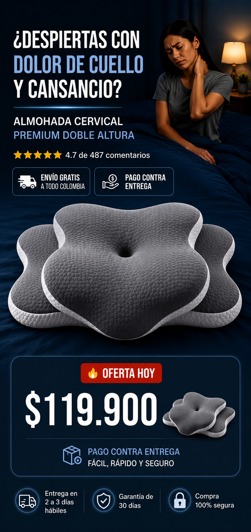 🦋💤 ALMOHADA ERGONÓMICA SLEEP-WINGS™ MEMORY PILLOW