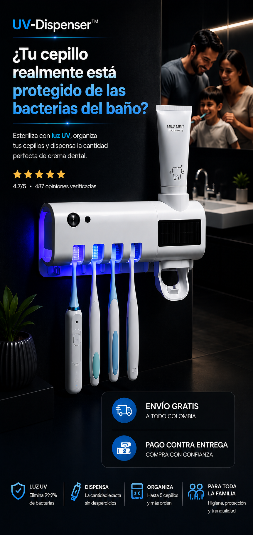 Centro Inteligente De Higiene Bucal  Soporte Esterilizador  UV-DISPENSER™