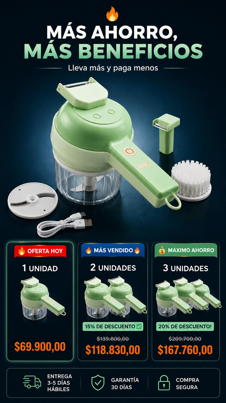 Picador Electrico 4 En 1 Easy-Chop