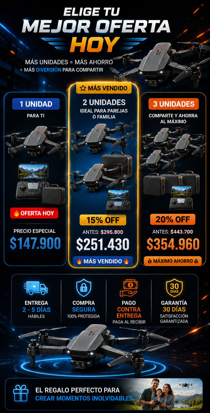 Dron Doble Cámara 4K W8 Pro-Max + Maletín Sky-Falcon