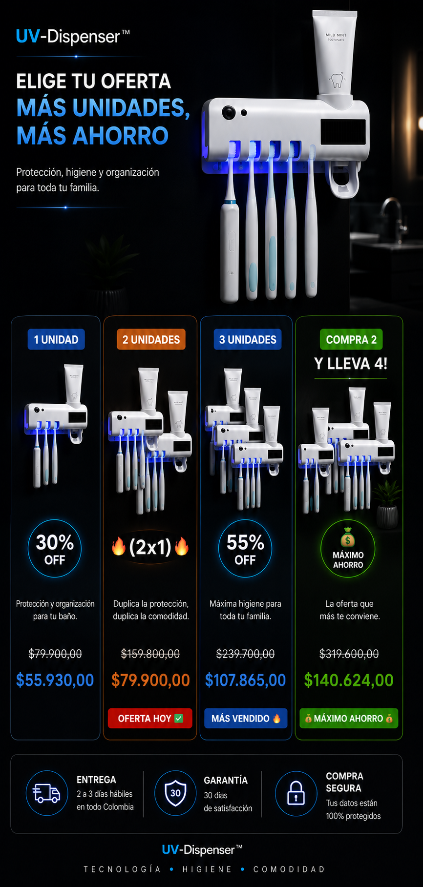 Centro Inteligente De Higiene Bucal  Soporte Esterilizador  UV-DISPENSER™