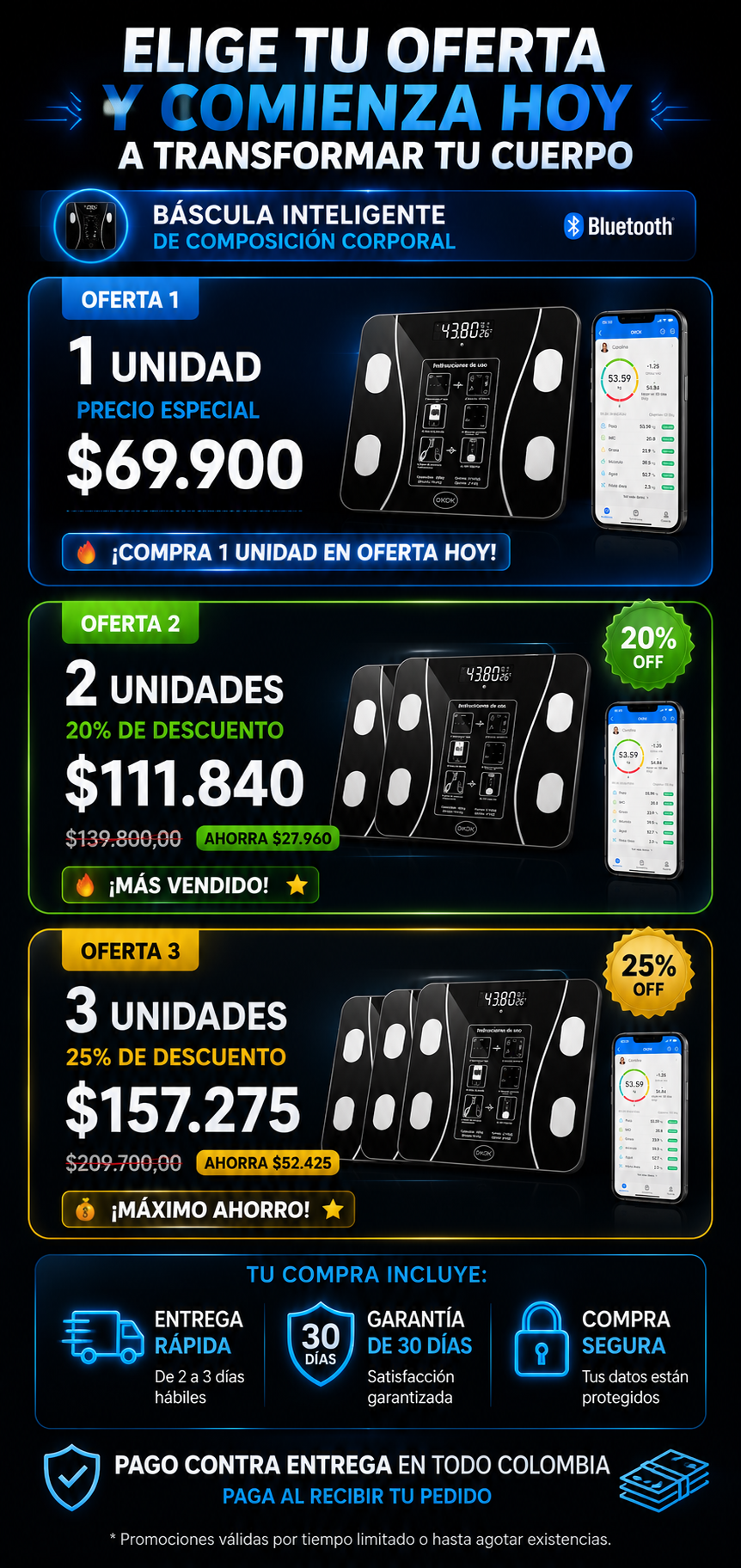 Bascula Inteligente Bluetooth Vitality-Pro