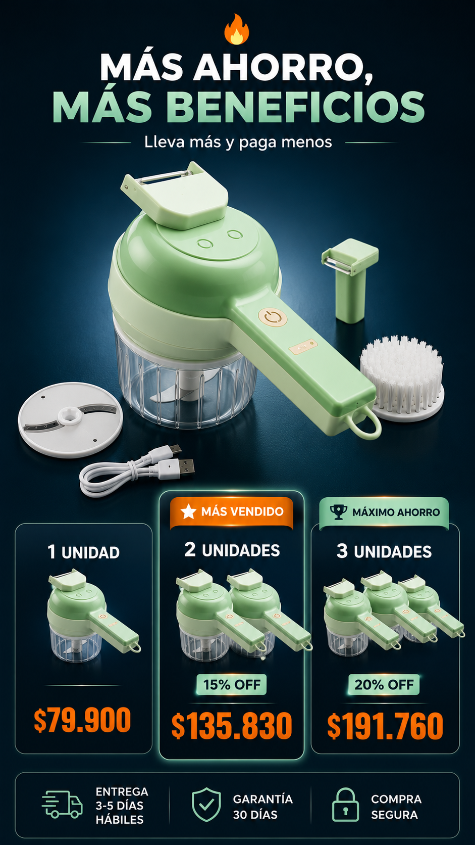 Picador Electrico 4 En 1 Easy-Chop