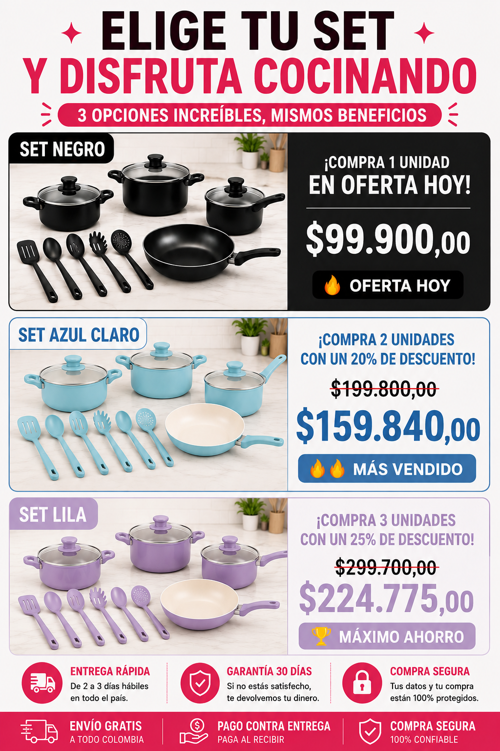 Bateria De Ollas X13 Piezas Antihaderentes
