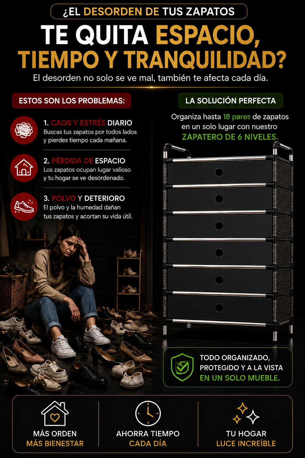 Zapatero 6 niveles Con Cubierta Antipolvo Shoes-Box