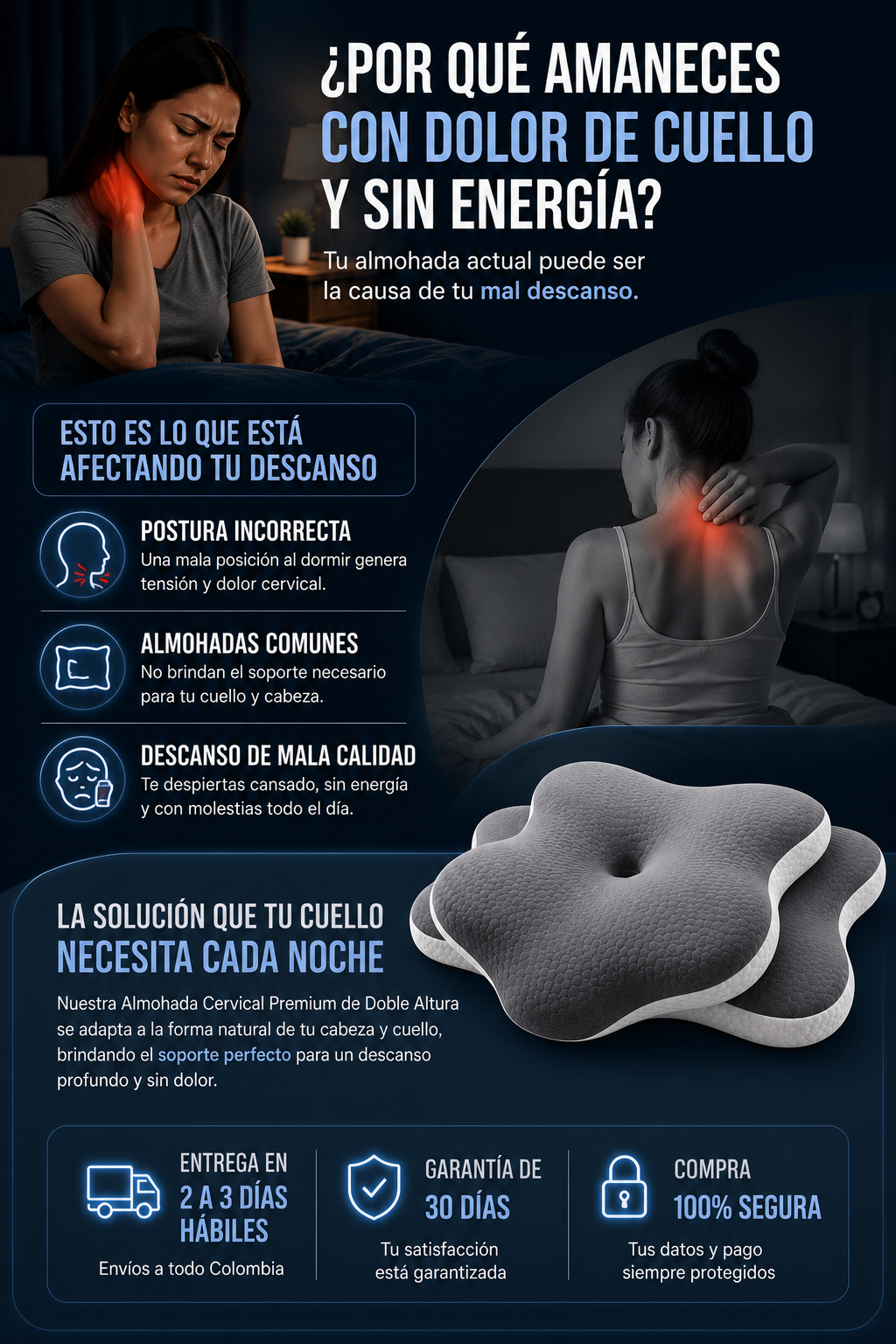 🦋💤 ALMOHADA ERGONÓMICA SLEEP-WINGS™ MEMORY PILLOW
