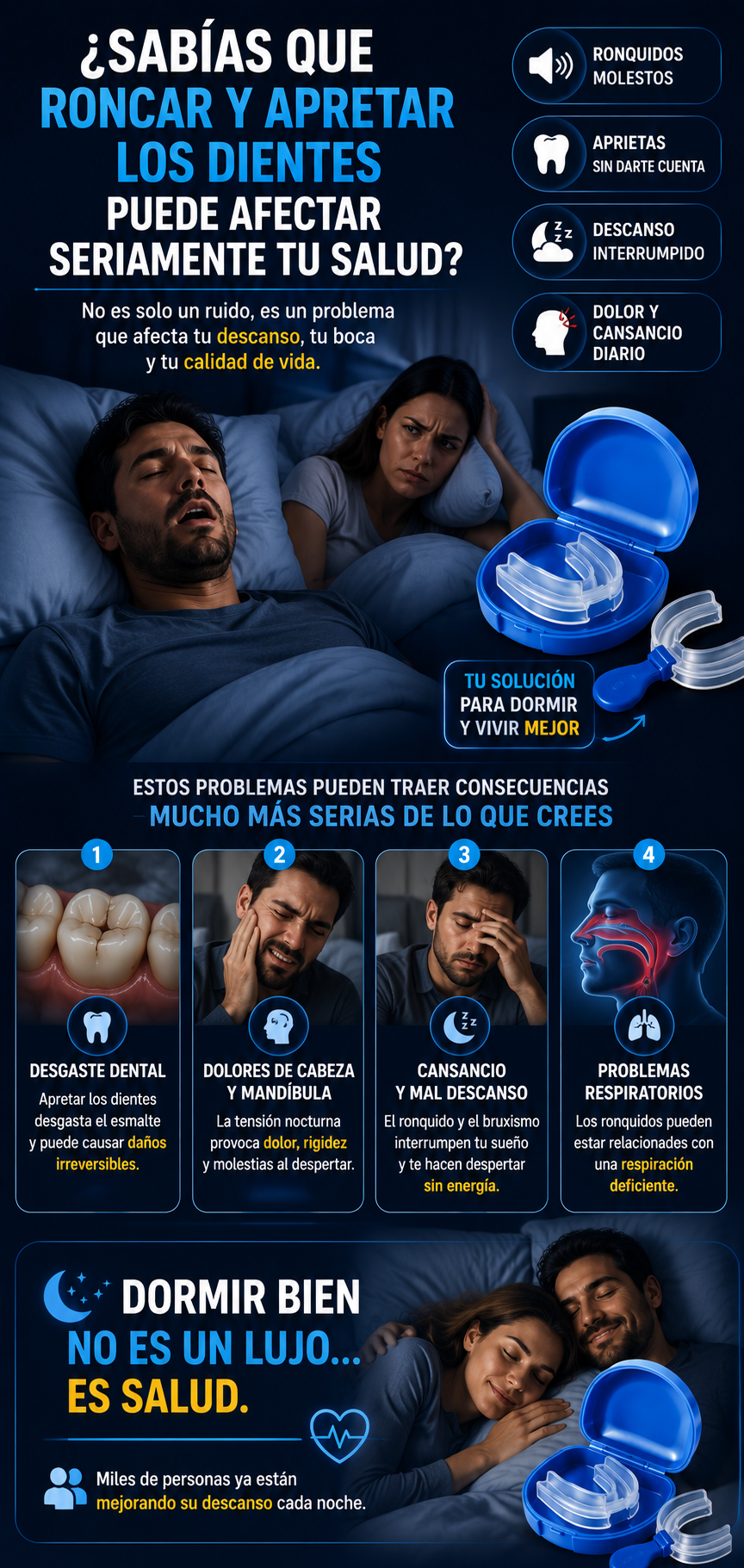 Placa Antirronquidos y Antibruxismo Happy-Sleep