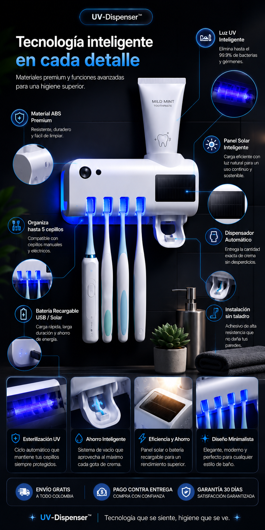 Centro Inteligente De Higiene Bucal  Soporte Esterilizador  UV-DISPENSER™