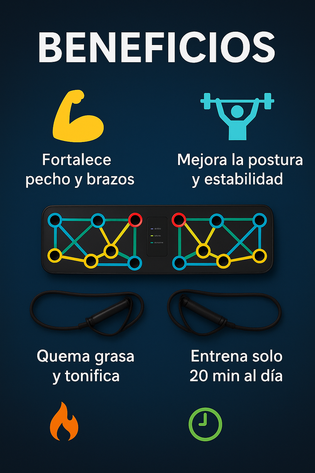 Tabla Push-up Con Bandas Elasticas Fit-House