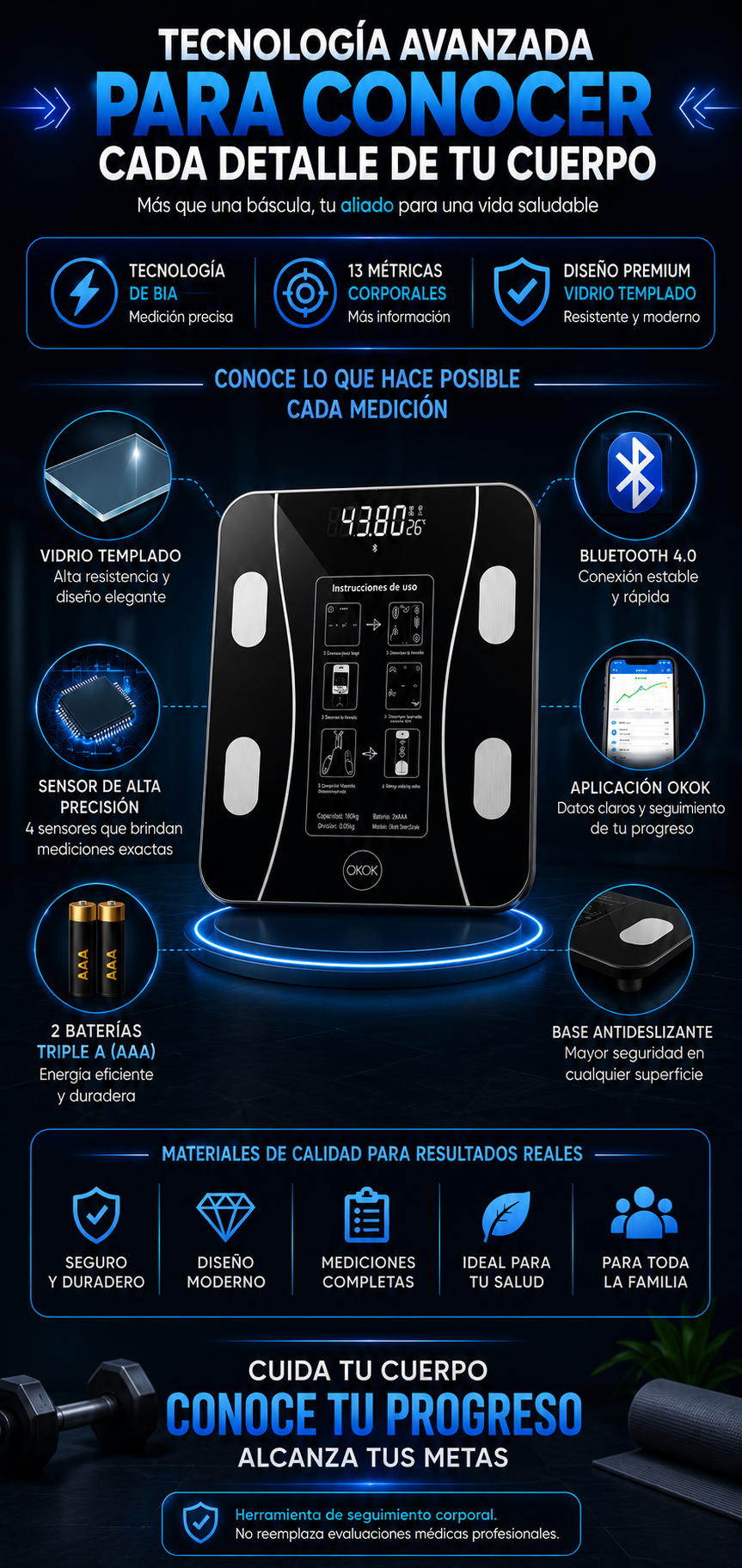 Bascula Inteligente Bluetooth Vitality-Pro