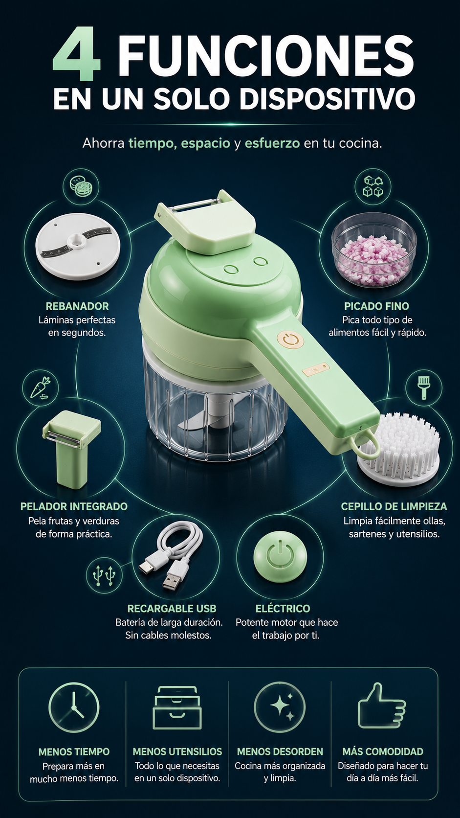 Picador Electrico 4 En 1 Easy-Chop
