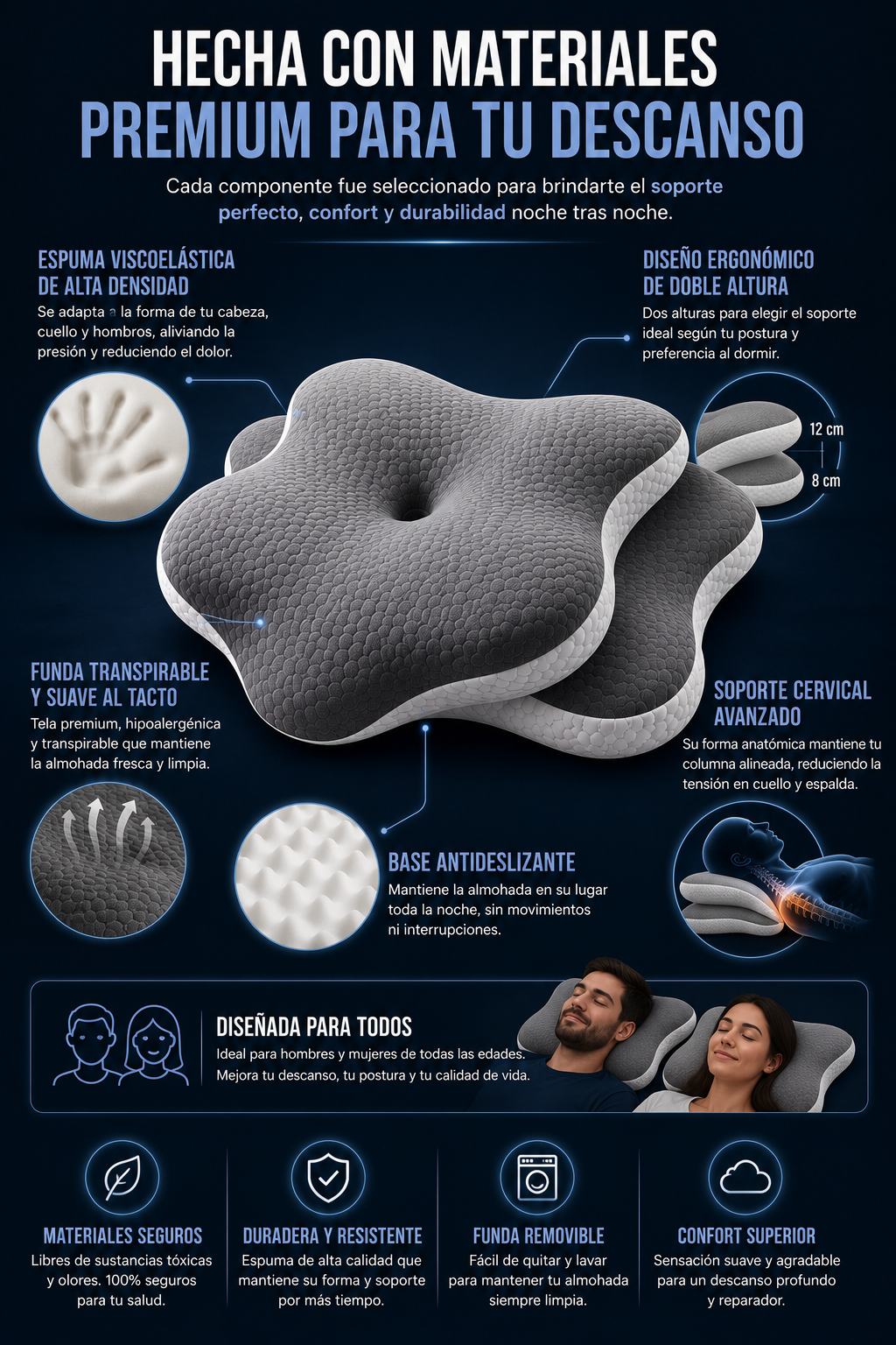 🦋💤 ALMOHADA ERGONÓMICA SLEEP-WINGS™ MEMORY PILLOW