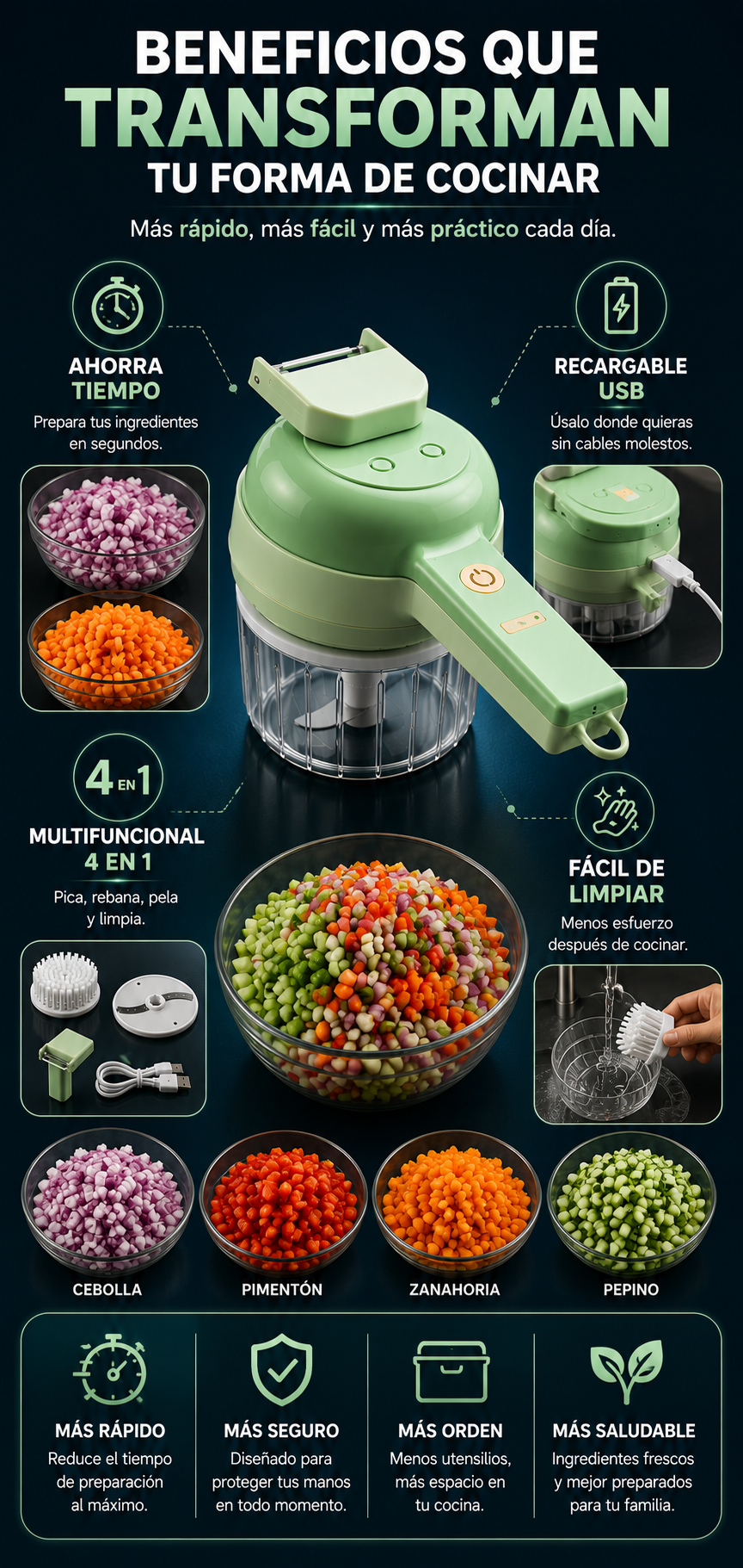 Picador Electrico 4 En 1 Easy-Chop