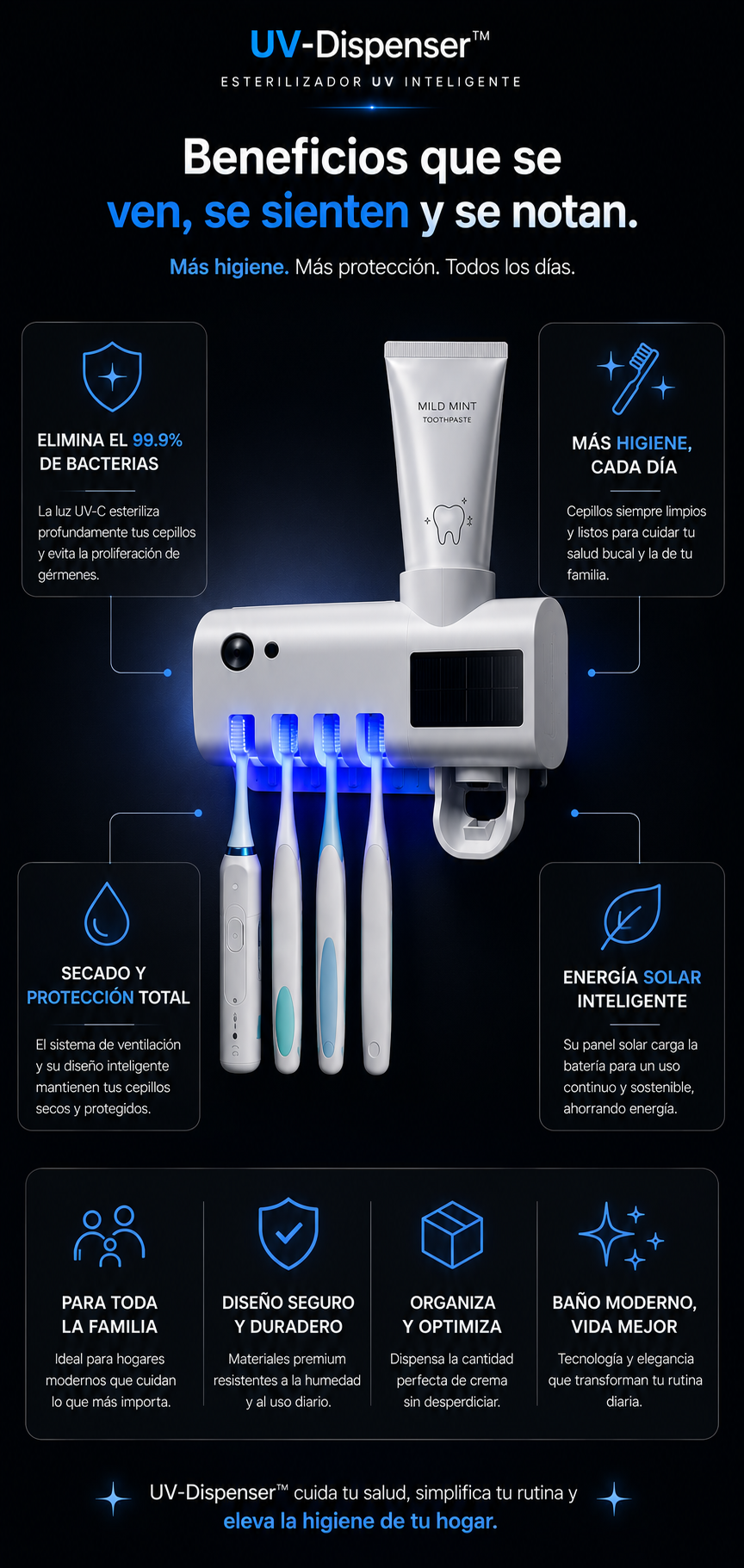 Centro Inteligente De Higiene Bucal  Soporte Esterilizador  UV-DISPENSER™