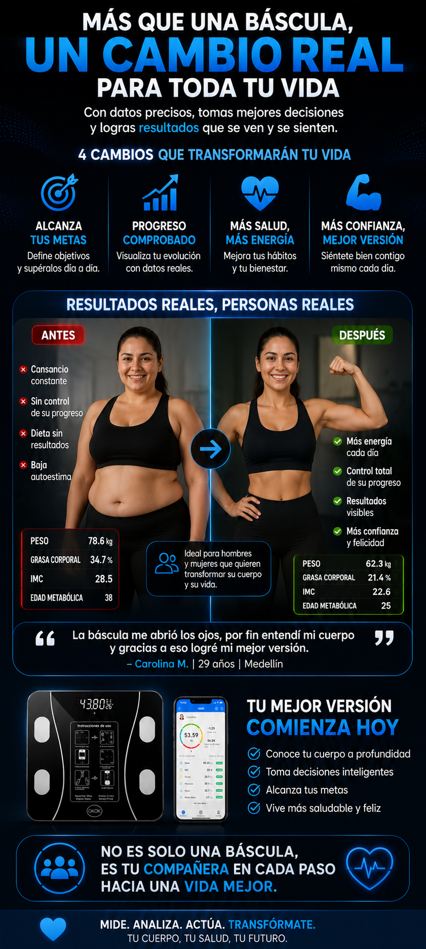 Bascula Inteligente Bluetooth Vitality-Pro