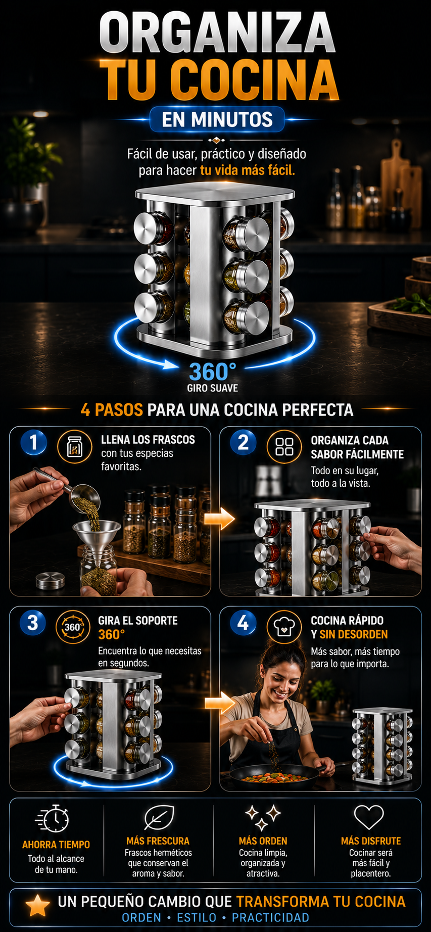 ORGANIZADOR DE ESPECIAS 12 PIEZAS SPIN-SPICES
