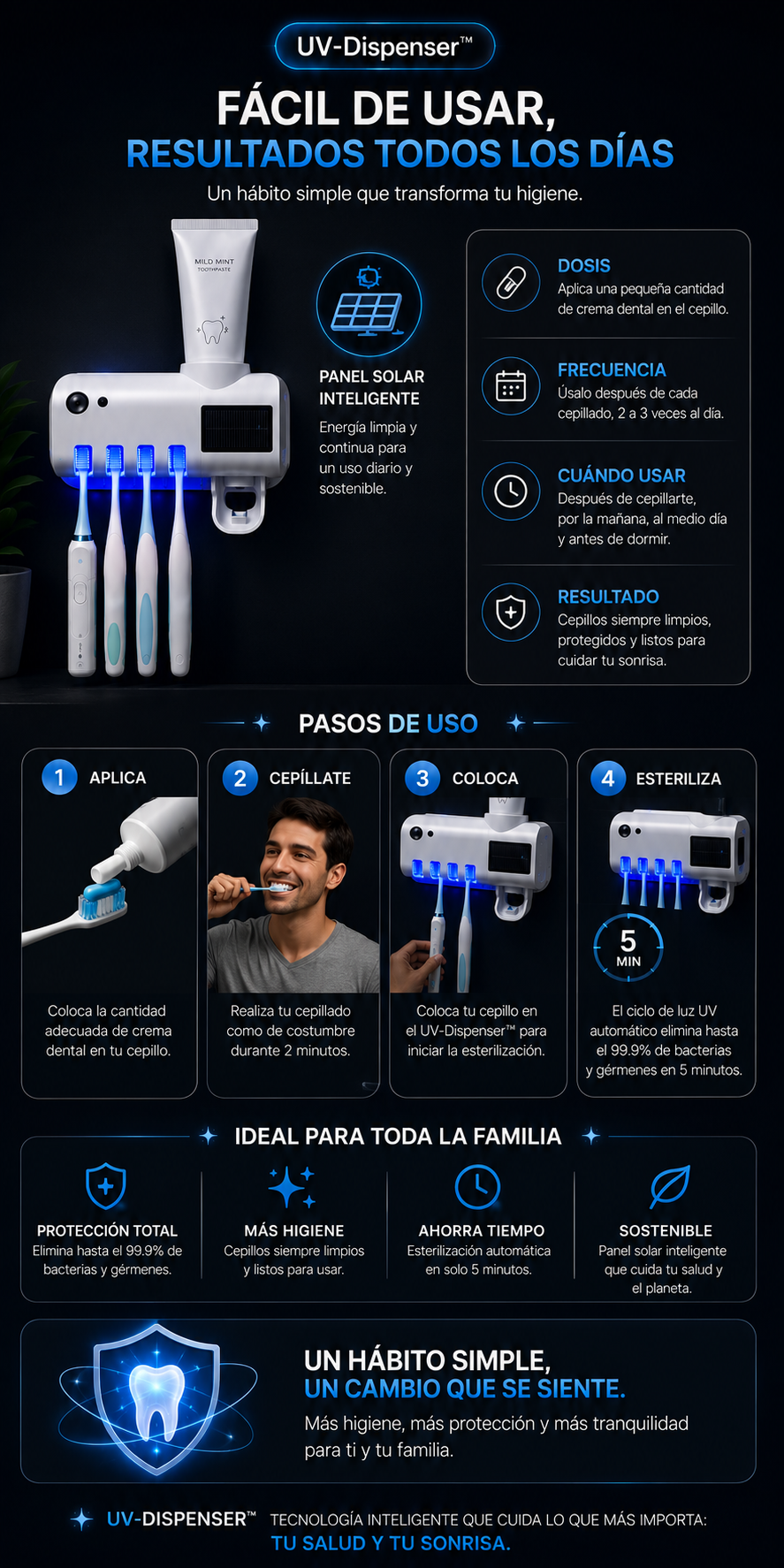 Centro Inteligente De Higiene Bucal  Soporte Esterilizador  UV-DISPENSER™