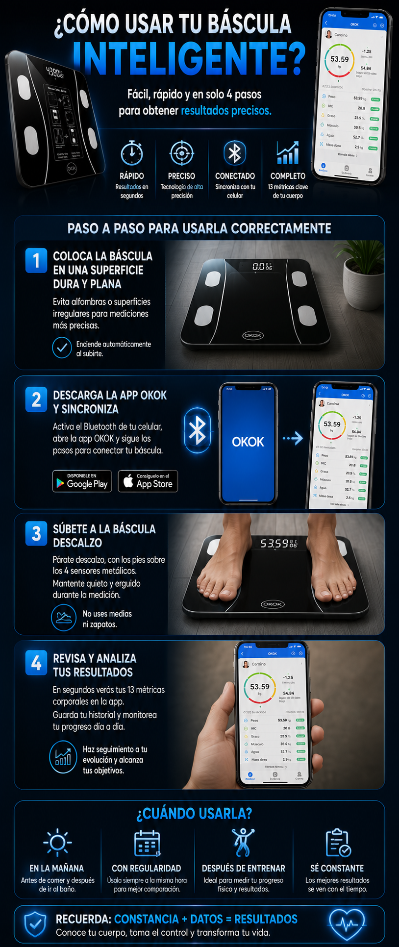 Bascula Inteligente Bluetooth Vitality-Pro