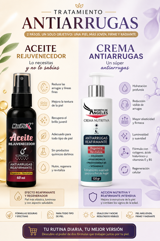 KIT 2 EN 1 CREMA ANTIARRUGAS + ACEITE REAFIRMANTE