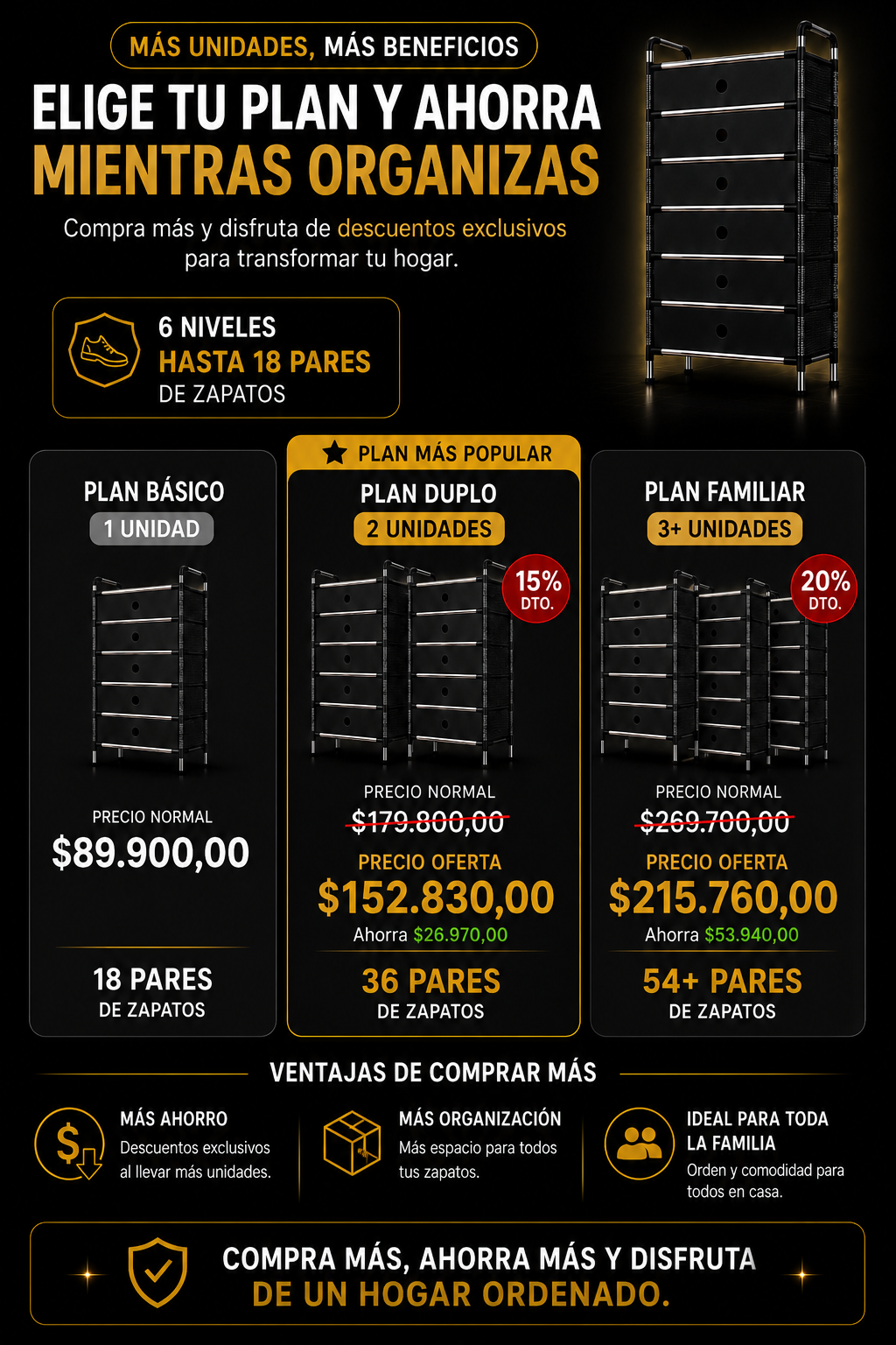 Zapatero 6 niveles Con Cubierta Antipolvo Shoes-Box
