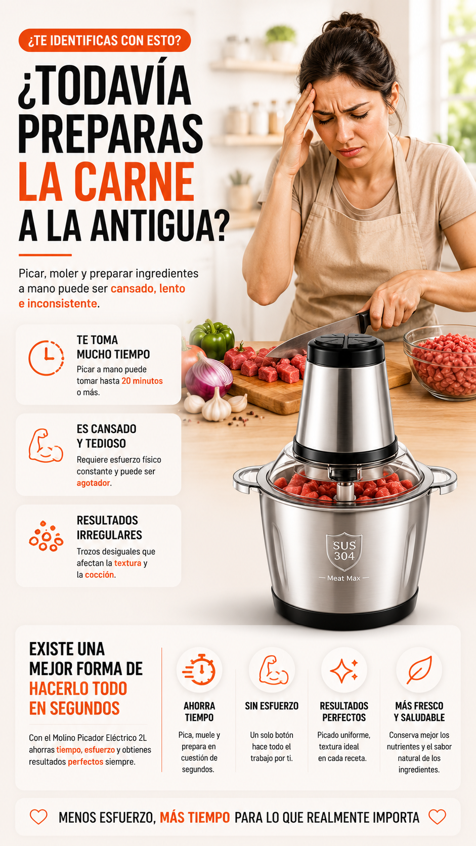 Molino Para Carne Electrico 2 Litros Power Chop