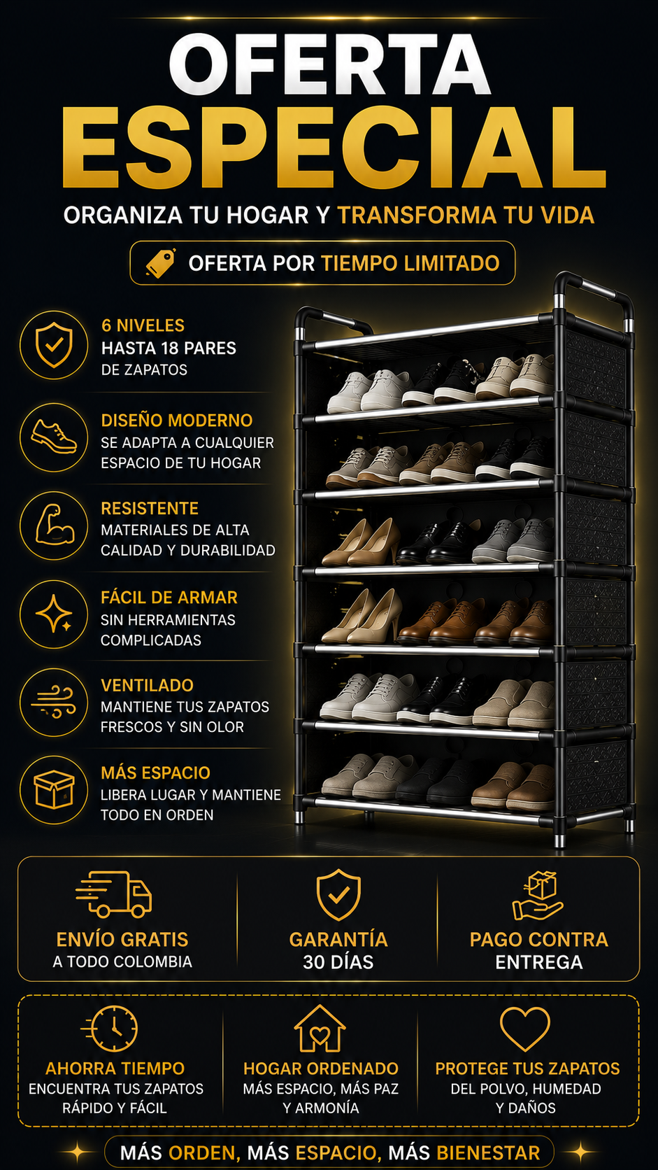 Zapatero 6 niveles Con Cubierta Antipolvo Shoes-Box